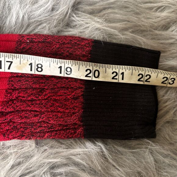 Karen Scott Sweater Sz L Pullover Red Black Stripe Cableknit Winter Fall Festive - Picture 8 of 8